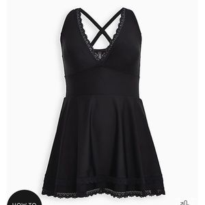 Torrid WIRELESS MID LACE TRIMMED SWIM DRESS WITH BRIEF